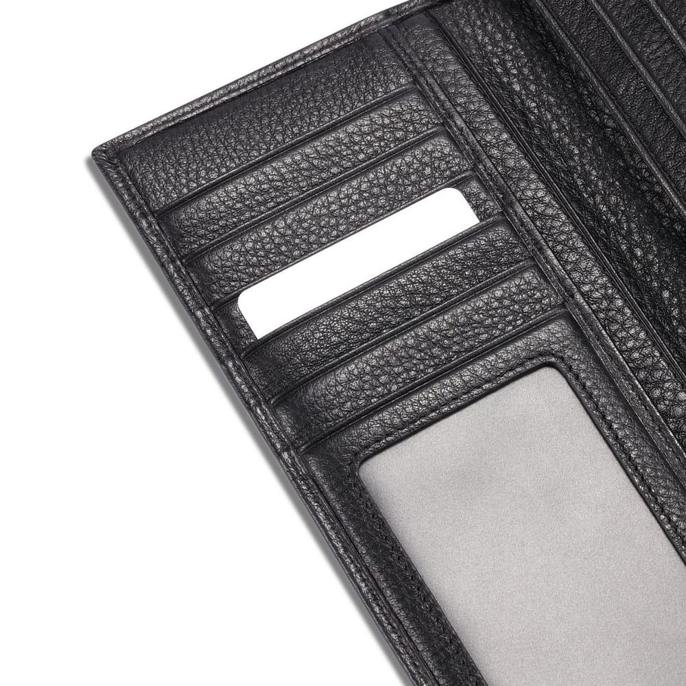 Men's Leather Plain Bi-Fold Long Wallet