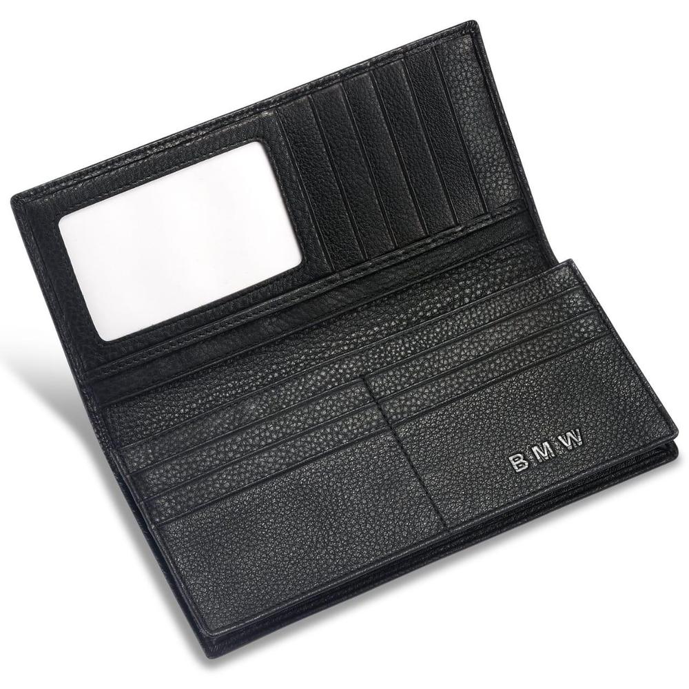 Men's Leather Plain Bi-Fold Long Wallet